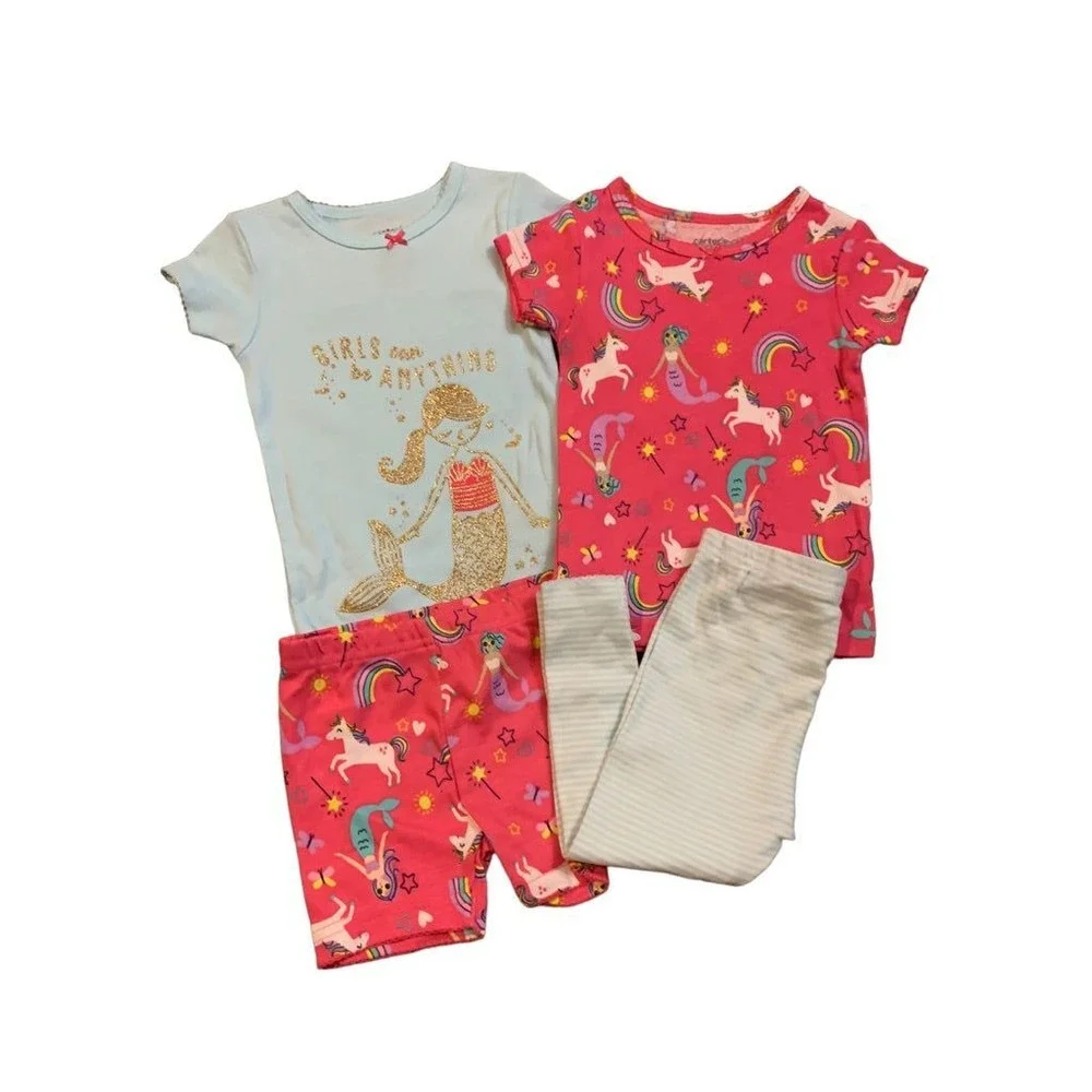 12 Months New Carters 4 Piece Pajama PJ Mermaid Unicorn Girls Can be Anything